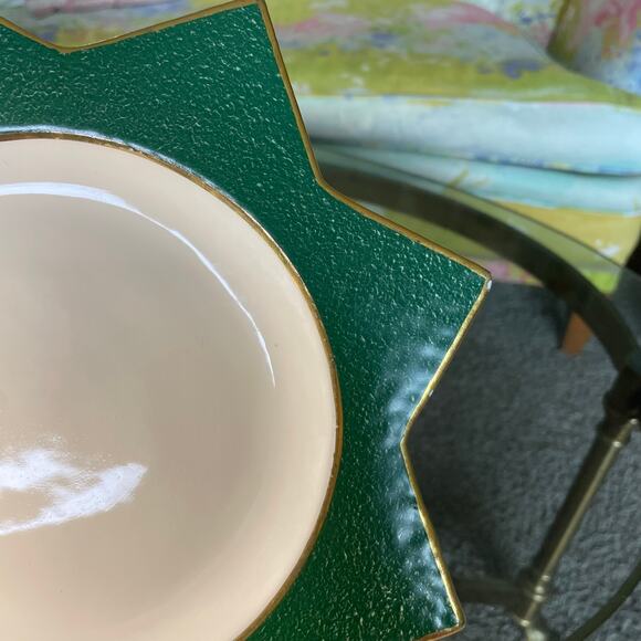 Vietri (Italy)Green Gold Star Accent Dessert Plate - Picture 8 of 16